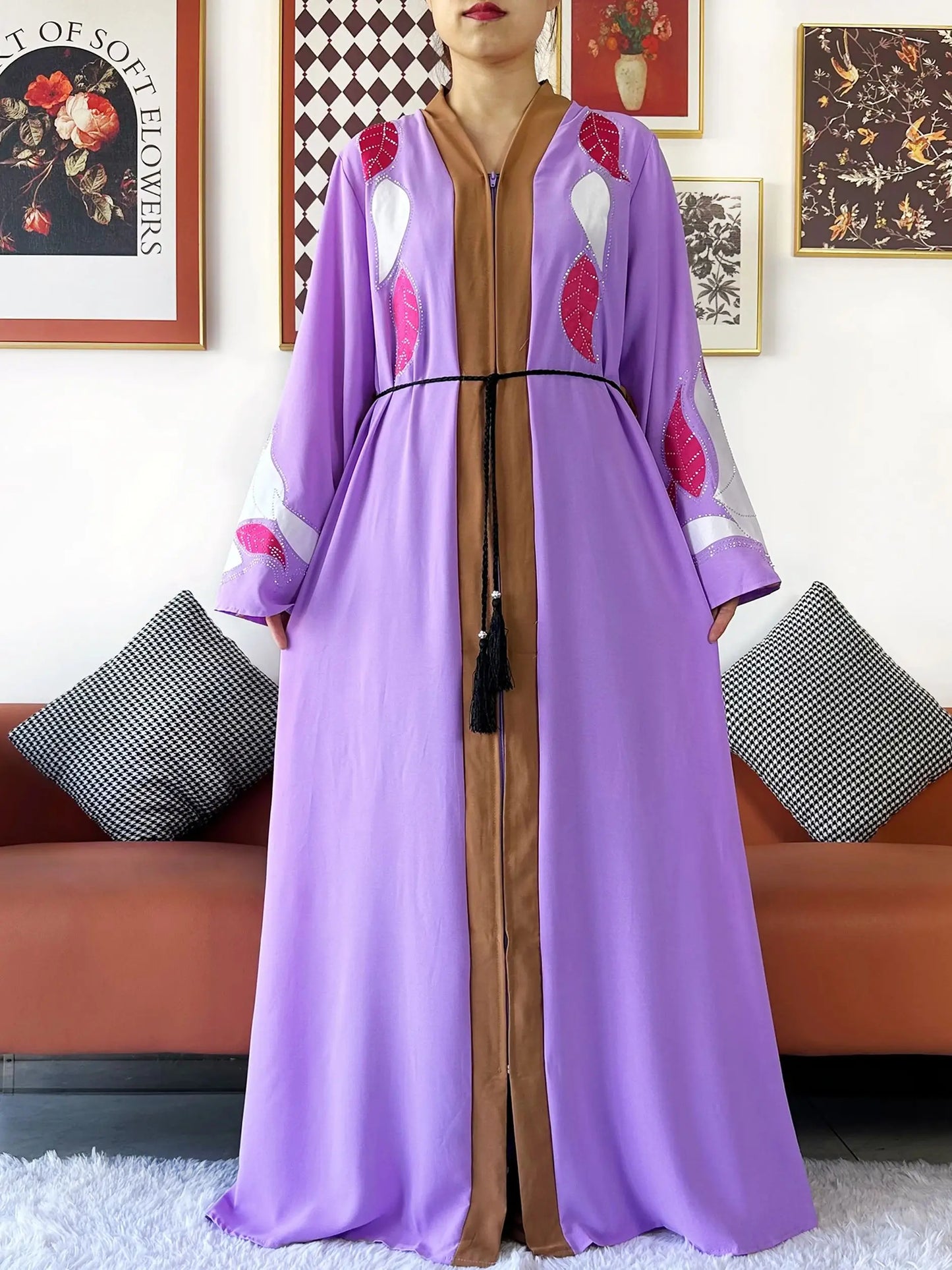 High Grade Fabric Women Party Dress Chiffon Open Abaya Muslim Women Dress Islamic Clothing Cardigan Abaya Women Muslim Dress.