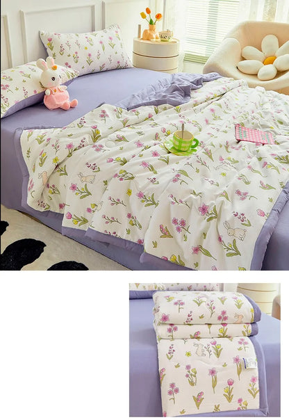1pc Thin Duvet for Summer Quilt Single/Double/Queen Size Comforter Printed Blanket Home Soft Bedspread edredones (No Pillowcase).