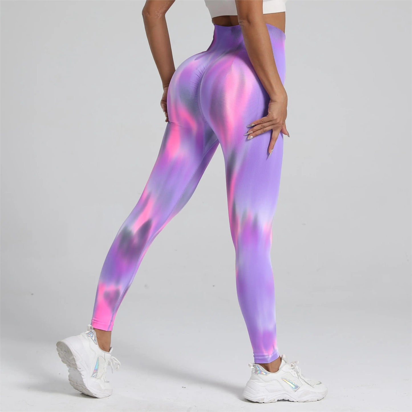 New Women Tie dye High Waist Legging Push Up Scrunch Gym Sports Yoga Pants Elastic Soft Tights Workout Booty Leggins Nylon.