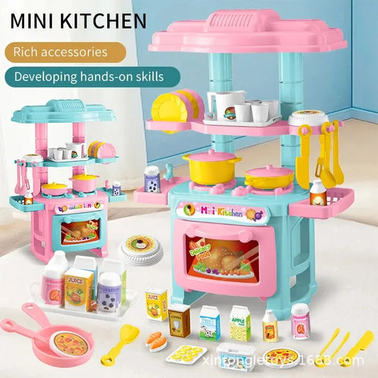 Play House Kitchen Toy Set Simulation Mini Cooking Tableware Play House Toy.