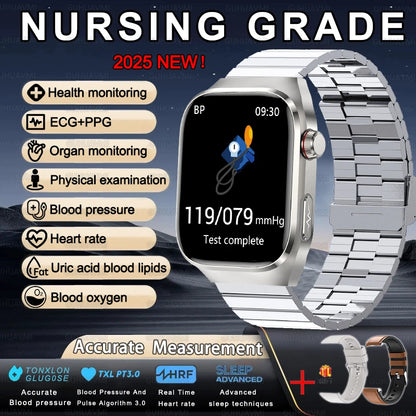 2025 New For XIAOMI Uric acid Blood lipids Smart Watch Men ECG+PPG Blood pressure Blood oxygen Bluetooth Call Health Smartwatchs