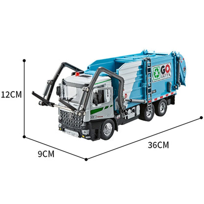 1:18 Electric Sanitation Garbage Truck Toy Cars Model Alloy Water Tanker Diecast Light Sound Vehicle Children's Educational Toys.