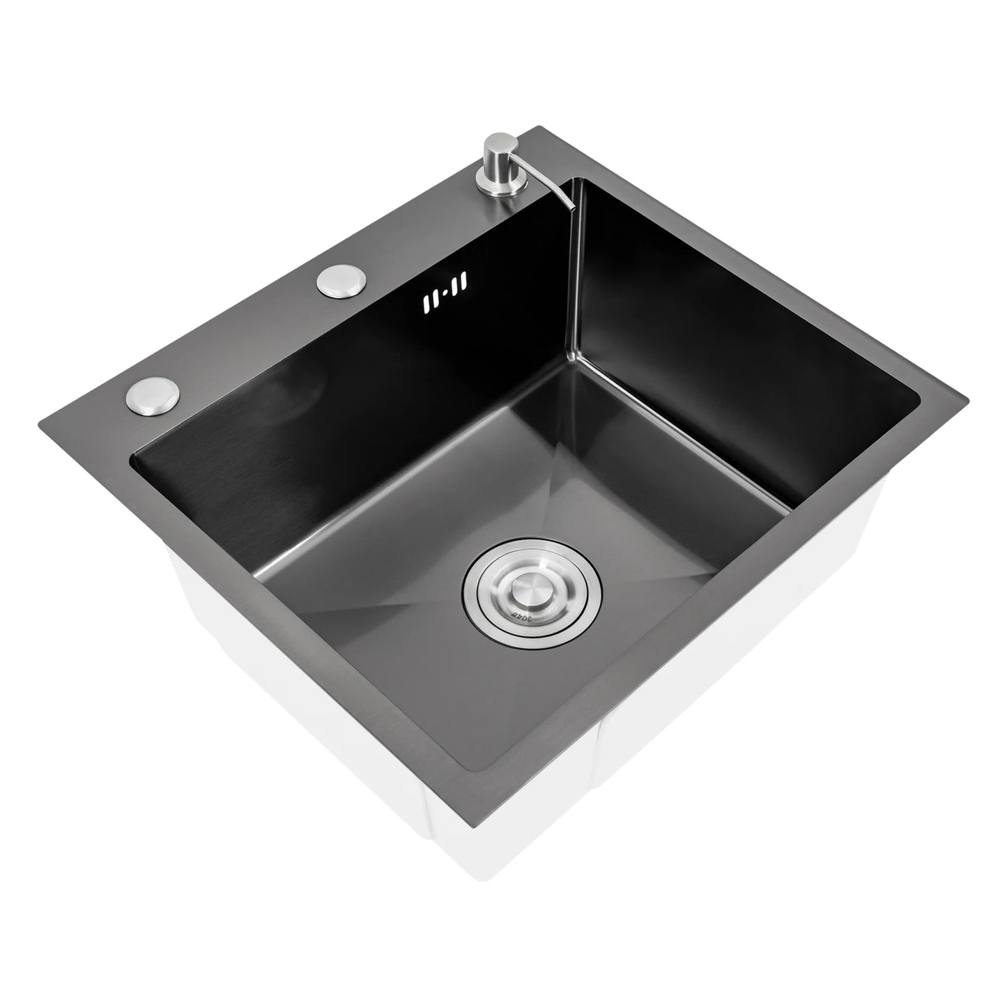 Küchenspüle aus Edelstahl mit integrierter Einzelschüssel, mit Rohr und Seifenspender