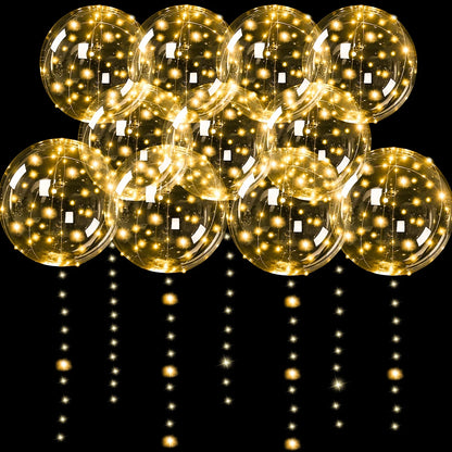 10 Stück LED-Leuchtballons, die im Dunkeln leuchten, transparente LED-Bobo-Luftballons mit Lichterkette für Geburtstag, Hochzeit, Party, Dekoration.