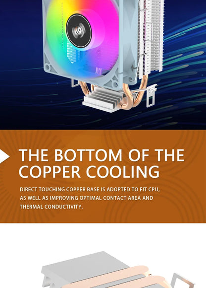 Aigo CPU Cooler 2 4 6 Heat Pipes PC Radiator Cooling 3PIN PWM Silent Rgb Fan For Intel  1700 1150 1155 1156 1366 AM2/AM3/AM4 AMD.