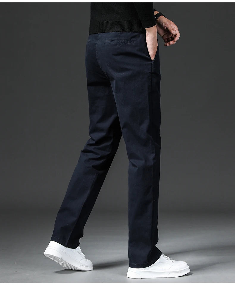 New in Spring Casual Pants Men Straight Fit Cotton Stretch Chino Trouser Male Formal Work Business Dress Khaki Fashion Regular.