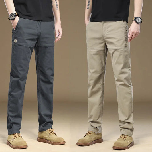 Men's Pants 97% Cotton Thick Business Casual Korean Grey Cargo Trousers Male Large Size 38 40 Brand Clothing Pant.