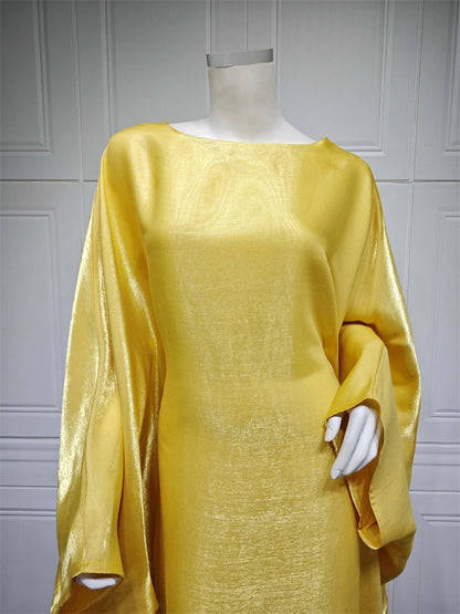 Batwing Butterfly Sleeve Satin Khimar Abaya Dubai Luxury 2024 Muslim Kaftan Dress Abayas For Women Kebaya Caftan Vestidos Femme.