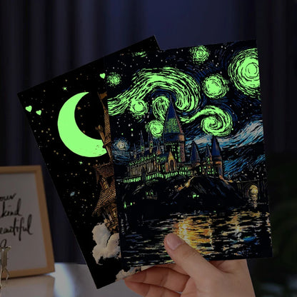 4PCS Glow in Dark Scratch Paper Animals Cards Magic Painting Art with Stylus Stress Relief Drawing Toy DIY Craft Kids Adult Gift.