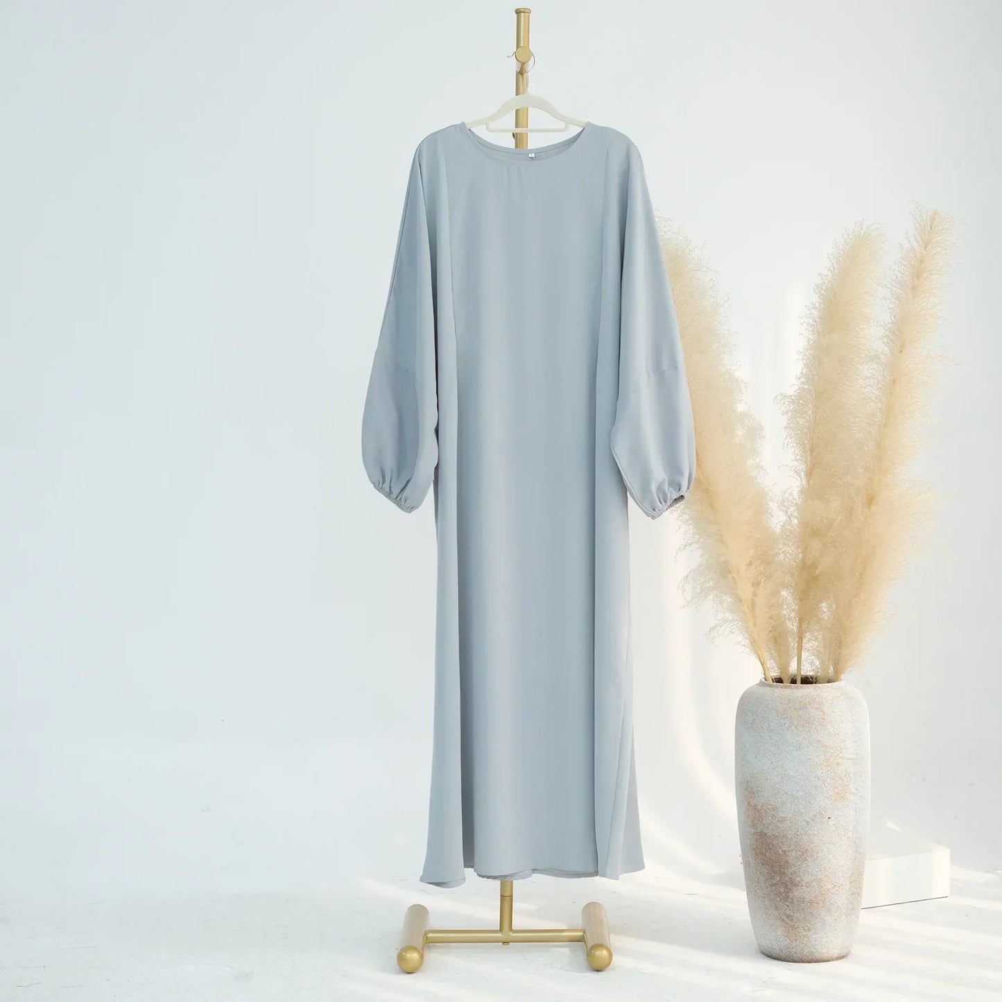 Women Dress Soft Nida Nursing Mother Abaya with Side Zip Front Islamic Clothing Puff Sleeves Breastfeeding Abaya Modest Dresses