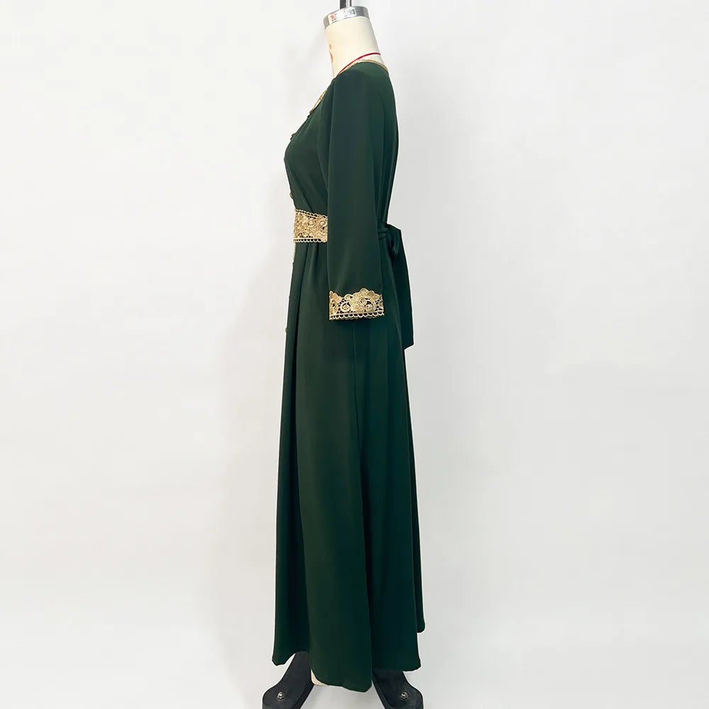 Abaya Marokkanisches Dubai-Kaftan-langes Kleid für muslimische Frauen, Ramadan, Arabisch, Luxus-Stickerei-Spitze, Hochzeitskleid, islamisches Ne