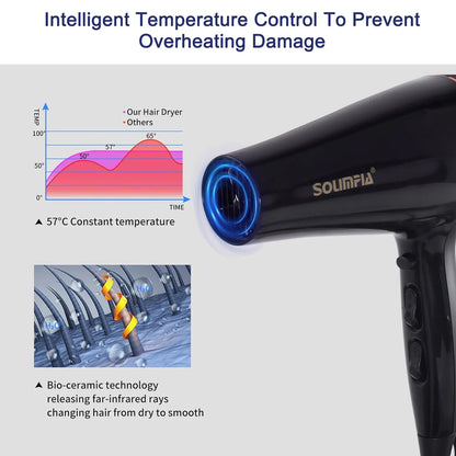 6-Level Professional Hair Dryer Salon Industrial Grade Quick Drying High Temperature Hair Styling Tool Barbecue for Home