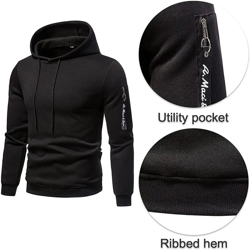 Men's Sportswear Set Two-piece Casual Jogging Warm Breathable Fitness Sportswear Set Military Tactical Hoodie + Trousers.