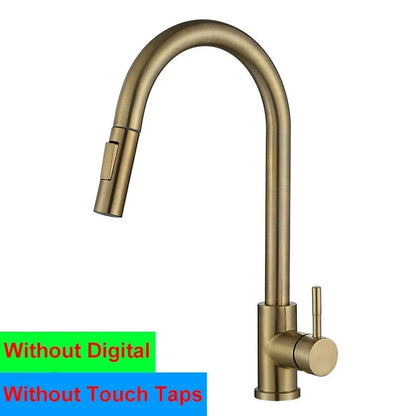 Brushed Gold Digital Kitchen Faucet Shenducs 304 Stainless Steel Hot Cold Kitchen Sink Mixer Tap Sensor Touch on Kitchen Faucet