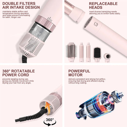 5in1 Hair Dryer Brush Curling Iron Hair Dryer Detachable Auto Wrap Curlers Fast Drying Electric Styling Hair Blower Brush.