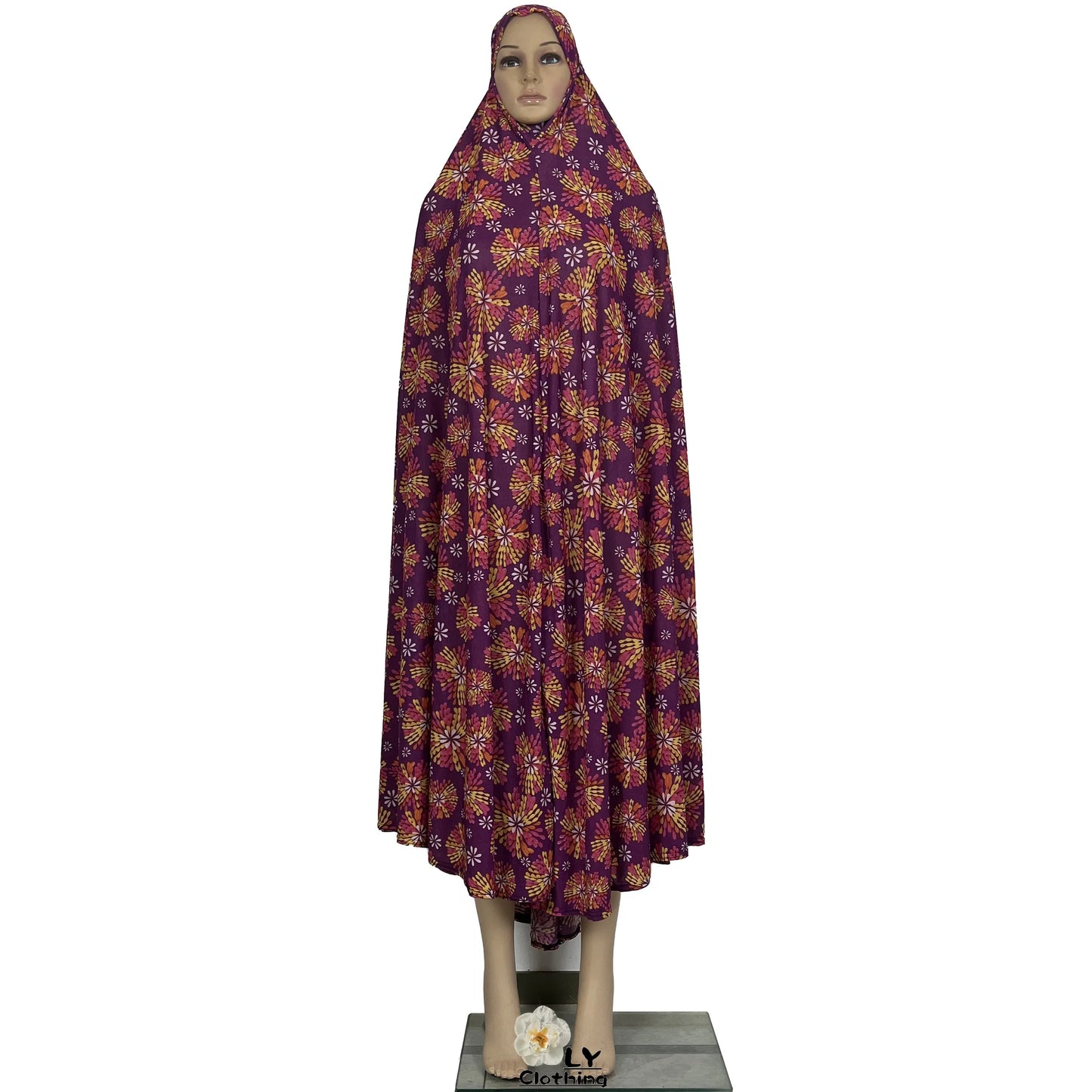 New Dubai Islamic Robe Ramadan Womens Hooded Abaya African Sleeveless Loose Soft Prayer Garment Muslim Floral Dress With Hijab
