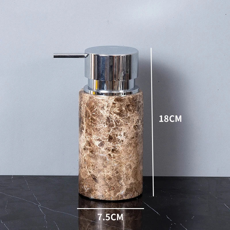 Emperador Badezimmer-Set aus dunklem Naturmarmor, braun, luxuriöser Zahnbürstenhalter, Seifenschale, Seifenspender, Badezimmer-Accessoires