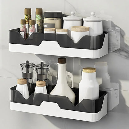 Kein Bohren Badezimmer Regal Kunststoff Dusche Organizer Wand montiert Toilettenartikel Lagerregal Shampoo Halter Bad Zubehör