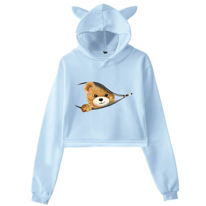 Plush Girl Pullover Tops Family Hoodie long sleeves Hip Hop Sweatshirt sportswear Personality Bear Trends 2YK Hoodies Autumn.