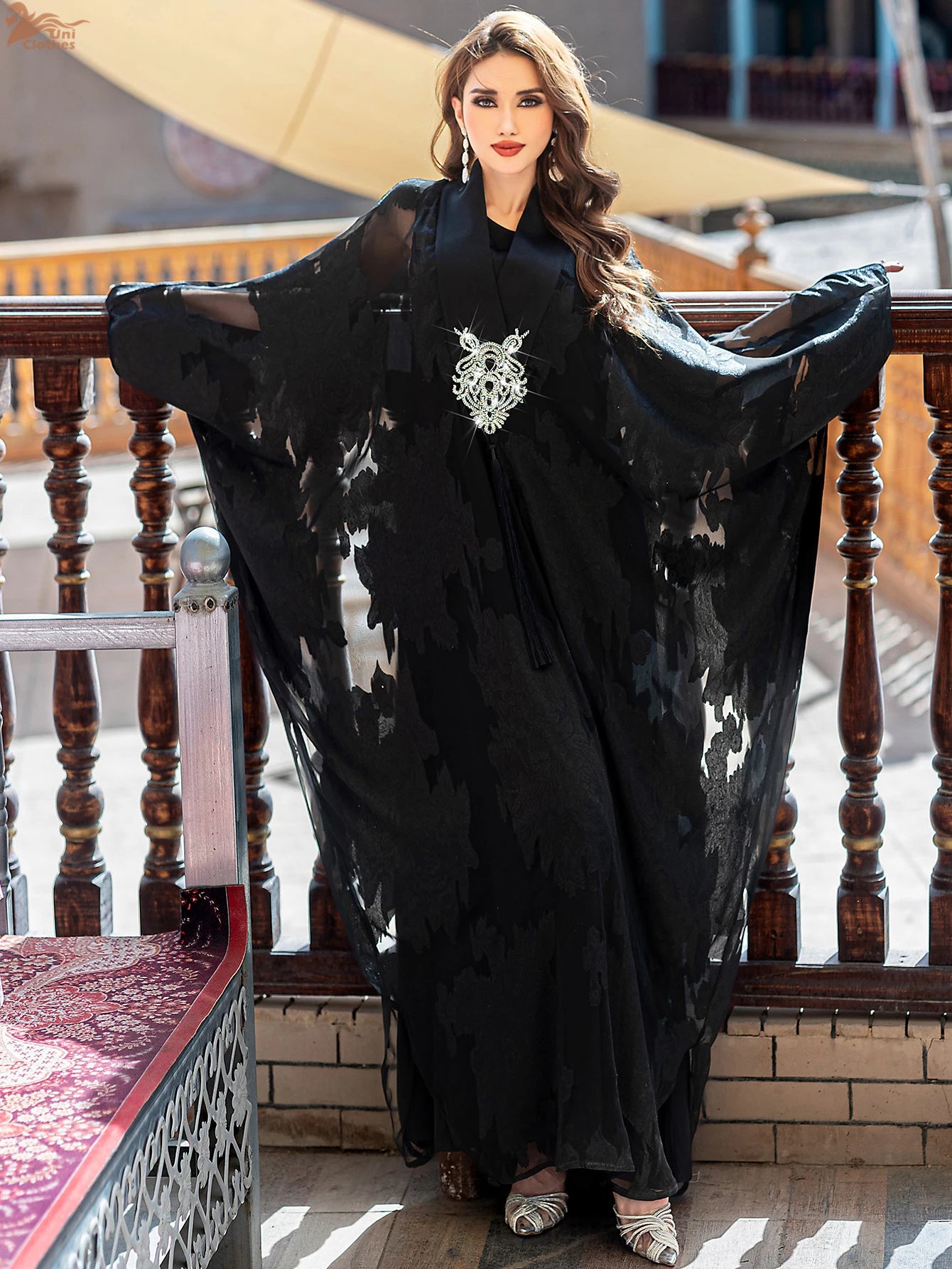 Luxury Dubai Abaya Embroidered Black Jacquard Tassel Robe Women Muslim Dress Kaftan Kimono Kebaya Marocain Femme Caftan Jalabiya.