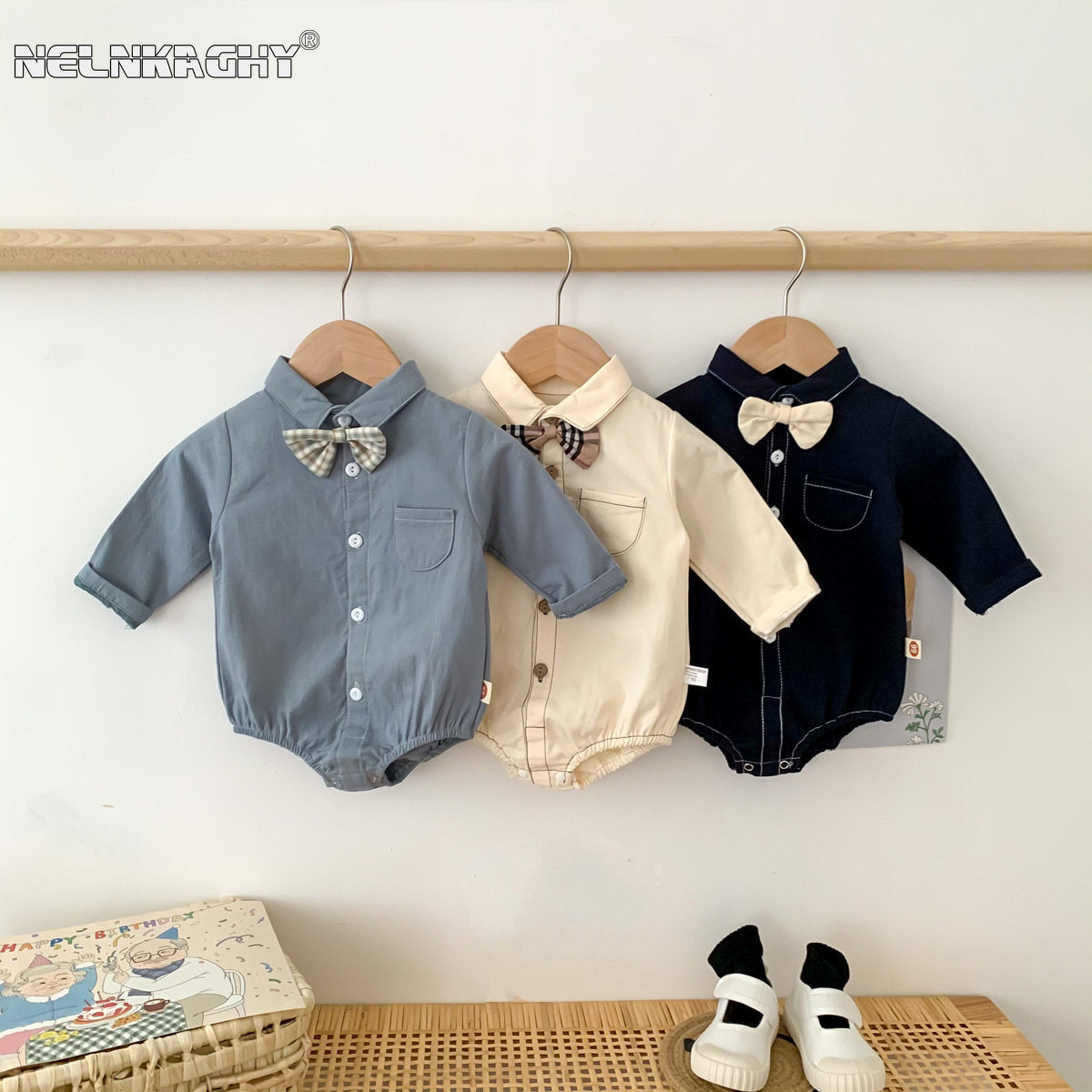 Neugeborenen Baby Prinz Sommer volle Hülse Fliege Gentleman Stil Outfits Infant Kinder Overalls Baumwolle Kleidung Mode Bodys.