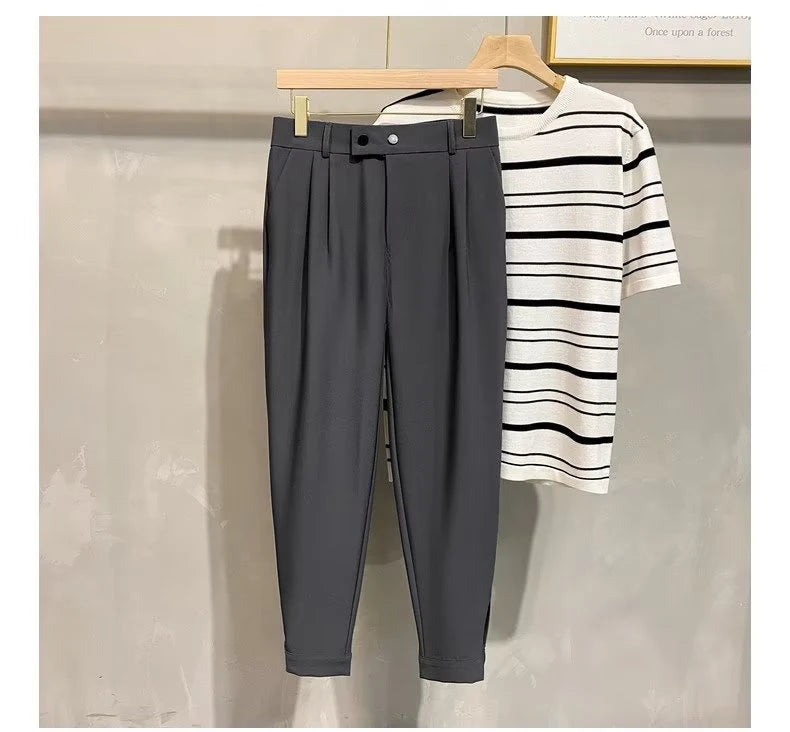 Luxury Fashion Straight Men's Casual Pants Spring Summer New Korean Suit Pant Harem Business Formal Male Trousers Trendy Brand