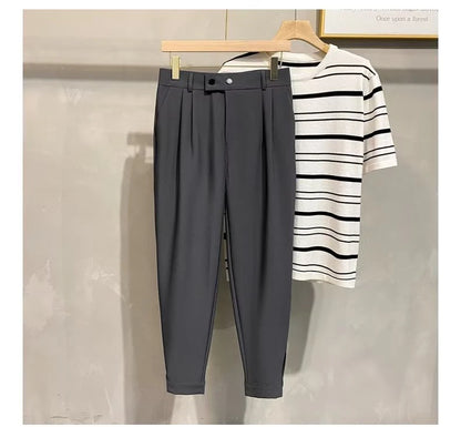 Luxury Fashion Straight Men's Casual Pants Spring Summer New Korean Suit Pant Harem Business Formal Male Trousers Trendy Brand