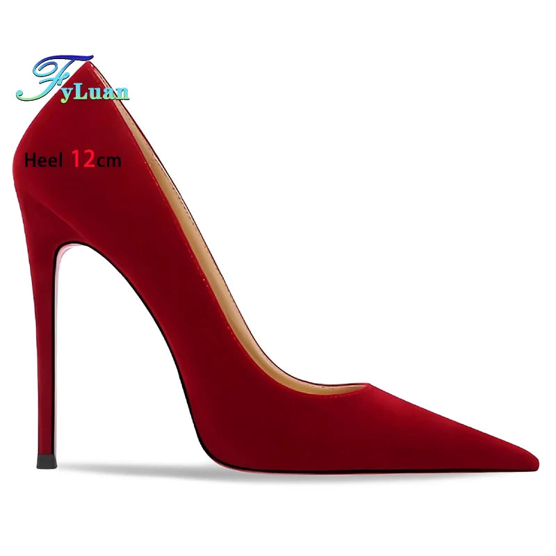 Wine Red High Heels 12cm 10cm 8cm Women Shoes Thin Heels Pointed Head Ladies Pumps Shallow Mouth Stiletto Party Large Size Shoes.