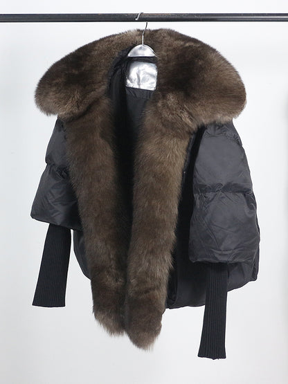 Lose Natürliche Echt Fox Pelz Kragen Mantel Dicke Neue Europäische Mode Weiße Ente Unten Jacke Winter Frauen Warme Luxus Oberbekleidung