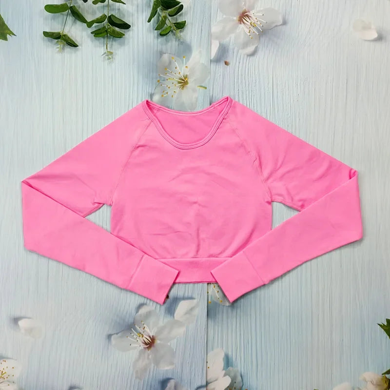 Seamless Women's T-shirt Sports Female Clothing Fitness Long Sleeve Tops with Thumb Hole Gym Running Shirts Workout Sportswear