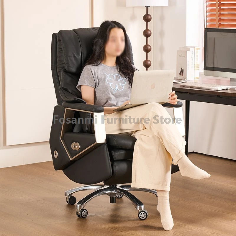 Ergonomischer Büro-Elektrostuhl, verstellbare Rücklehne und Höhe, Leder-Computerstuhl, Gamer Home, bequeme drehbare Schreibtischstühle