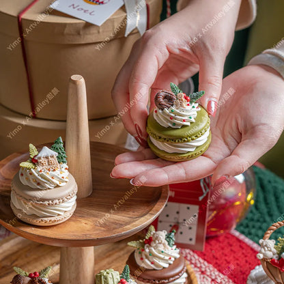 Gefälschte Kuchen Simulation Weihnachten Macaron Kuchen Modell Künstliche Desserts Ornamente Weihnachten Party Fenster Display Fotografie Requisiten.