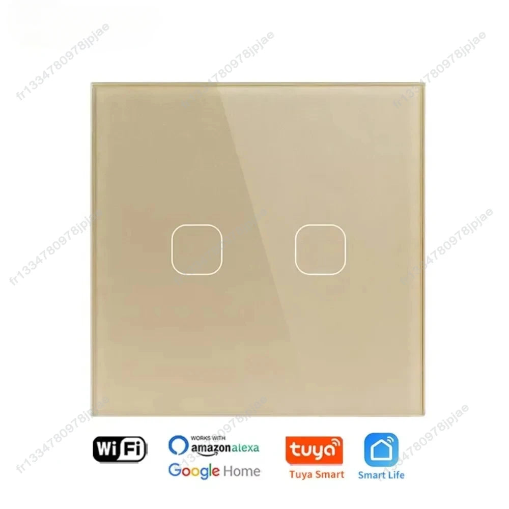 Smart Switch ohne Neutralleiter 1 2 3 4 Gang Wifi Wandleuchte Touch-Schalter Eu 220 V Tuya Smart Home unterstützt Alexa Google Home.