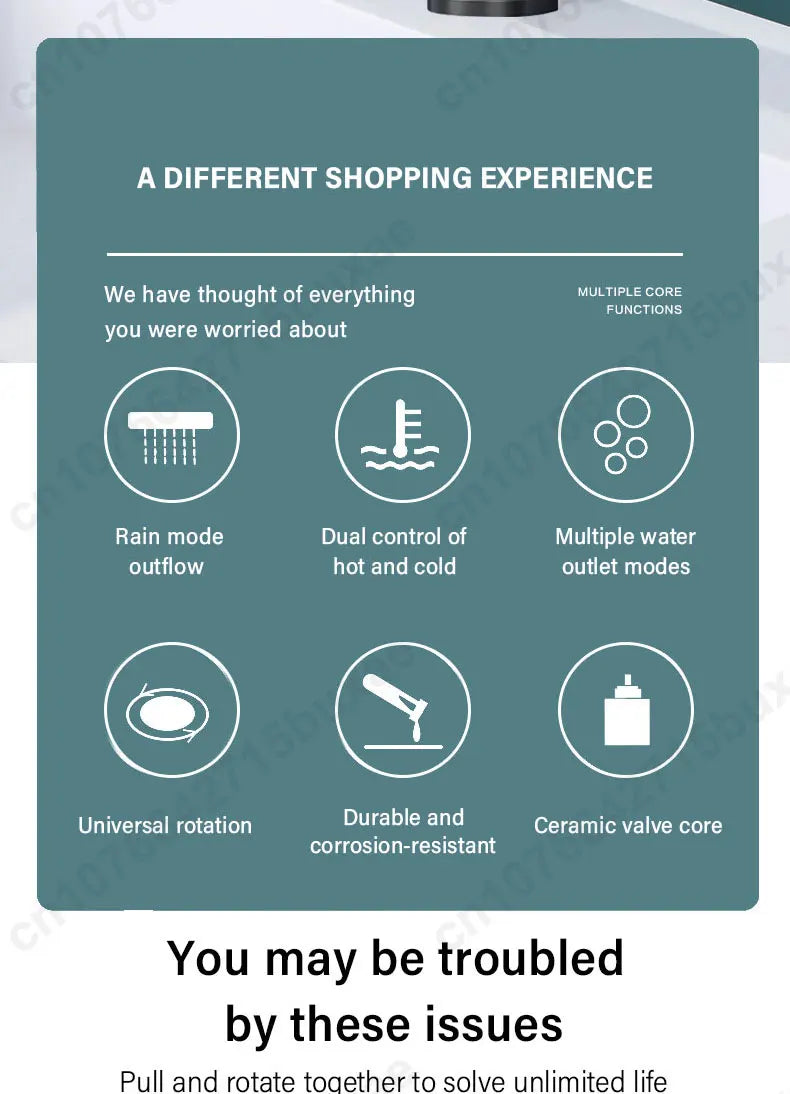 Waterfall Pull Out Kitchen Faucet White Intelligent Digital Display Cold Hot Mixer Taps Rotatable Sink Lifting Basin Faucet