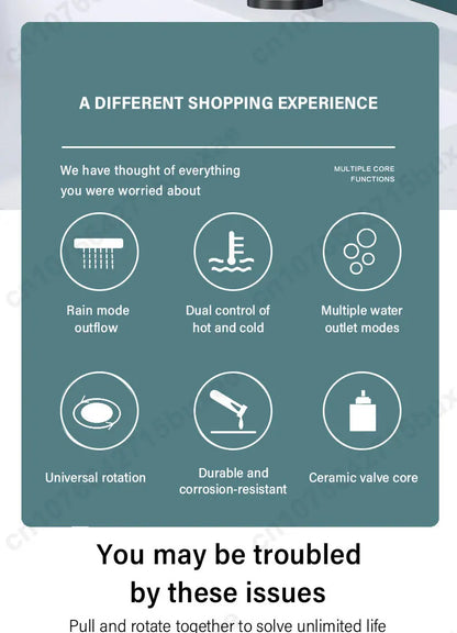 Waterfall Pull Out Kitchen Faucet White Intelligent Digital Display Cold Hot Mixer Taps Rotatable Sink Lifting Basin Faucet