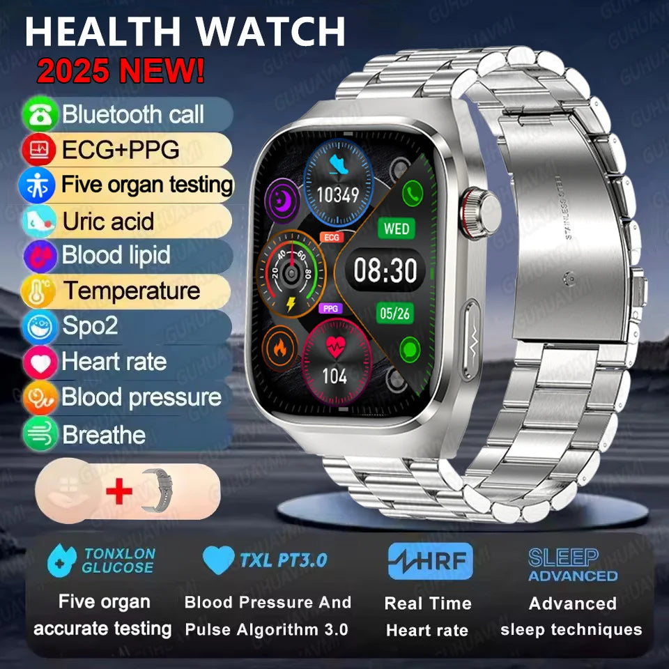 2025New Micro Physical Examination Smart Watch For Men Uric Acid Body Fat Five Organ Health Watches Bluetooth Call SmartBracelet