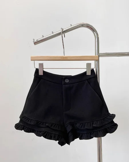 Autumn Winter New Woven Tweed Fungus Edge Buckle Shorts Femininity Versatile High Waist Pure Desire Wind Boots Short Pants