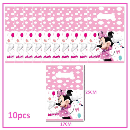Disney Minnie Mouse Birthday Party Decoration Pink Minnie Paper Cups Plates Napkin Tablecloth Tableware Balloosn Baby Shower Kid