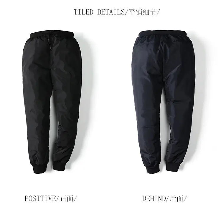 New Winter Thermal White Duck Down Pants for Men Loose Fit High Waist Warm Thickened Elastic Waistband Down Trousers Man PT-590