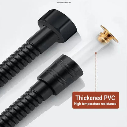Shower Hose 1.5/2M Black/Silver Flexible Shower Hose Stainless Steel Long Bathroom Shower Pipe Extension Bathroom Accessories