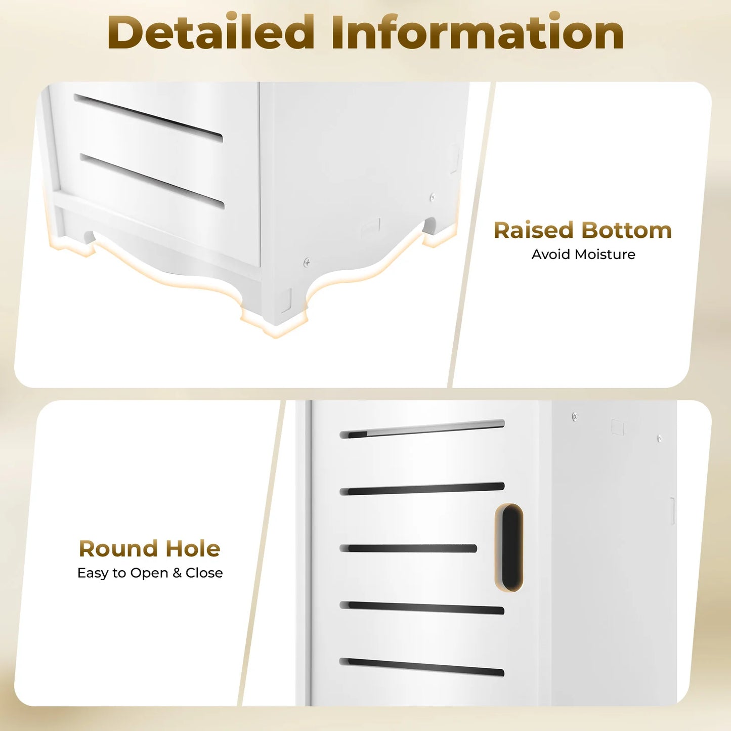 Schlankes Badezimmerschrank-Set, verstellbare Badezimmerschränke für Taschentücher, Shampoo, Badezimmer, Wohnzimmer, Arbeitszimmer, Weiß, 20 x 20 x 80 cm