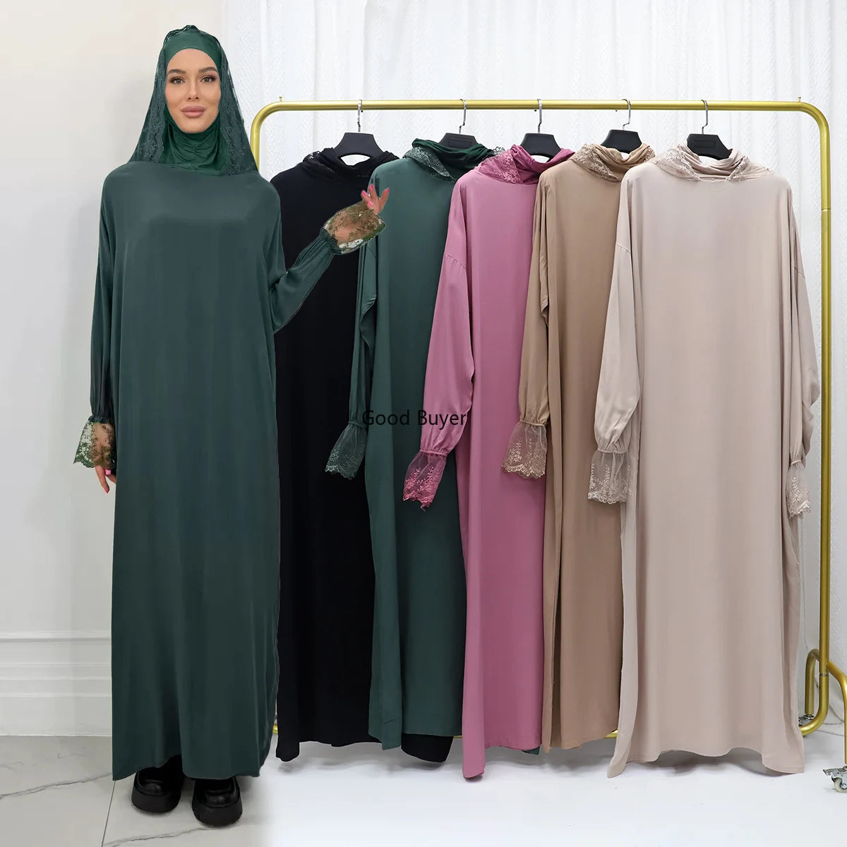 2025 Latest Lace Hoodie Soft And Comfortable jilbab One Piece Long Robe Prayer Abaya Jilbab Nikab Abaya Muslim Dress for Women.