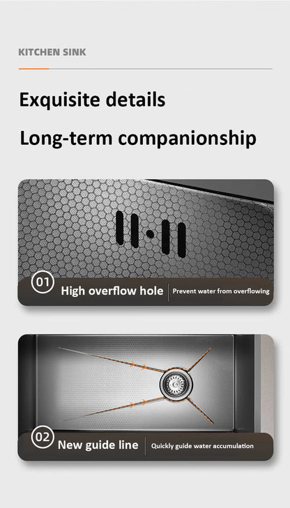 68x46cm Large Capacity Kitchen Sink Faucet Whale Waterfall Design Multifunctional Single Tank Home Appliance Fashionable