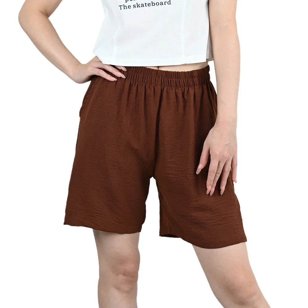Summer Women Wide-leg Shorts Lady Elastic High Waist Loose Casual Hot Pants Female Large Size Beach Shorts Girls Cargo Trousers.