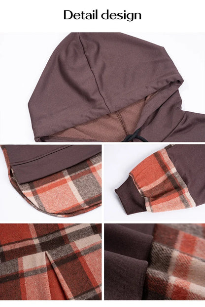 Women's Hoodie For Autumn And Winter 2025; Color-blocked Casual Pseudo Two-piece Raglan Long-sleeved Sweat For Women