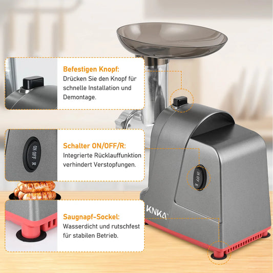 Electric Meat Grinder with 3 Stainless Steel Cutting Plates, Cookie and Sausage Chopper for Home Kitchen, Christmas Dinner Tools.