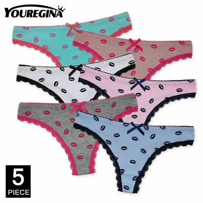 Ladies Cotton Thongs Panties Women Culottes Sexy G Strings Female Underwear Lingerie Comfort Soft Low Rise Tangas 5 pcs/lot.