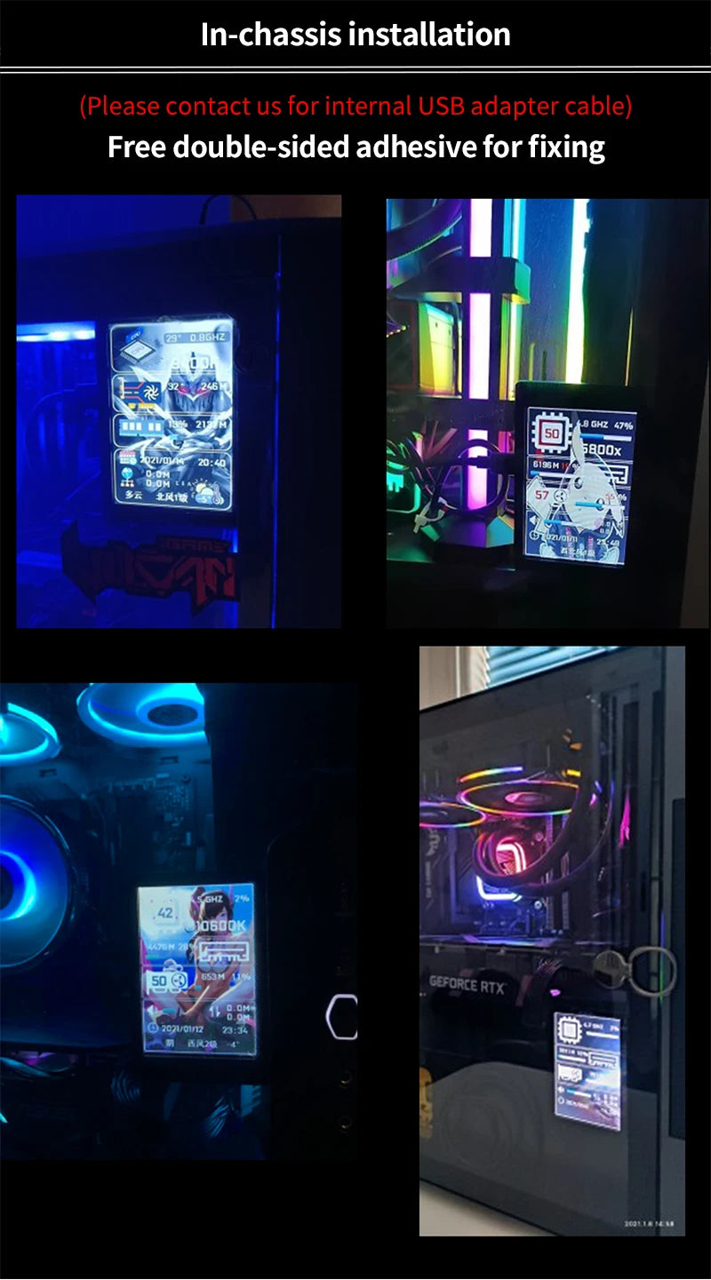 3.5 Inch IPS TYPE-C Secondary Screen DIY Computer Monitor USB-TYPEC Secondary Screen for Windows Built-in Software.