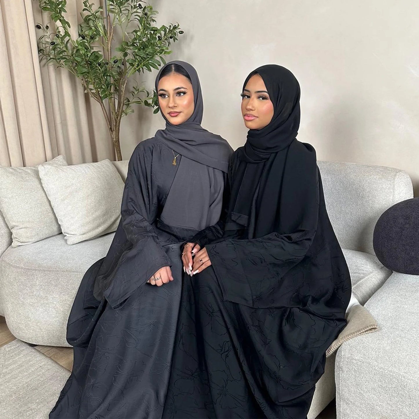 Luxury 2 Piece Muslim Outift Sets for Women Ramadan Dubai Hijab Abaya Dress Islamic Party Kaftan Robe Elegant Turkey Gown 2025.