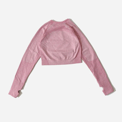 Women Seamless Long Sleeve Crop Top Yoga Shirts with Thumb Hole Running Fitness Workout Gym Sports Top Shirts Sportswear.